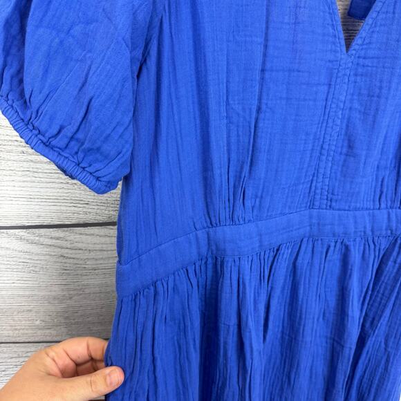 Gap Women's Blue Cotton Summer Gauze Open Back Midi Dress Size Large - Picture 4 of 9